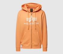 Sweatjacke mit Label-Print Modell 'Basic'