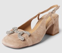 Pumps aus Leder mit Ziersteinbesatz Modell 'Carré'
