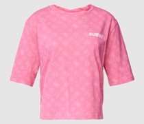 Crop T-Shirt mit Allover-Label-Print Modell 'ALETHA'