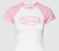 Cropped T-Shirt mit Motiv-Print