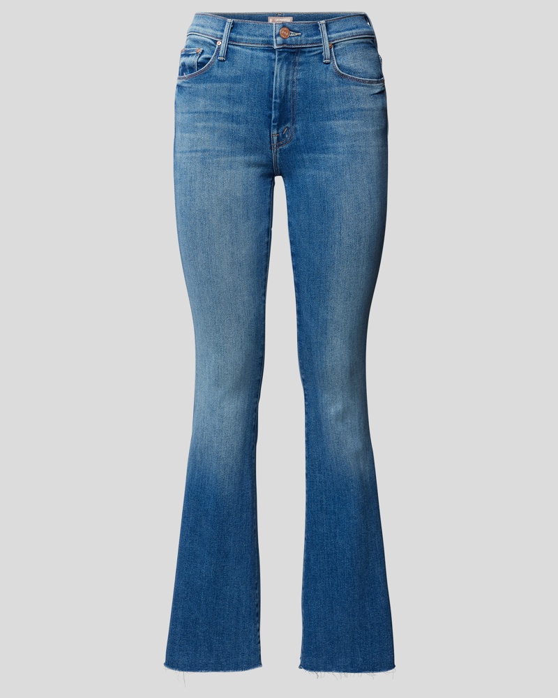Mother Damen Flared Fit Jeans mit Kontrastnähten