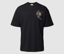 T-Shirt mit Motiv-Stitching Modell 'NIGHT FLOWER'