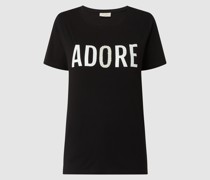 T-Shirt mit Message und Zierperlen Modell 'Dore'