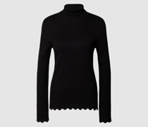 Rollkragenpullover aus Viskose-Mix mit Wellensaum