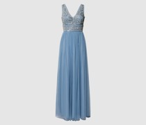 Abendkleid mit Perlen- und Ziersteinbesatz