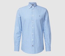 Regular Fit Business-Hemd mit Vichy-Karo und Label-Stitching