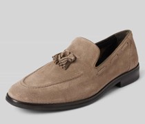 Loafers aus Leder mit Label-Detail