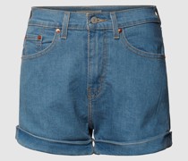 Mom Fit Jeansshorts mit Label-Patch