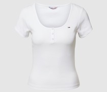 T-Shirt mit kurzer Knopfleiste