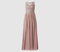 Abendkleid mit floralen Stickereien