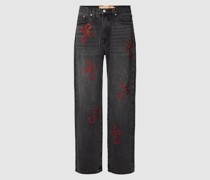 Relaxed Fit Jeans mit Ziersteinbesatz