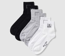 Socken mit Label-Detail im 6er-Pack Modell 'Maxi' in mittelgrau