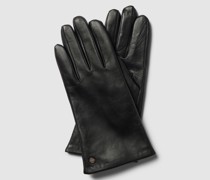 Lederhandschuhe mit Label-Applikation Modell 'CLASSIC'