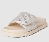 Pantoletten mit Label-Print Modell 'FABETZY'
