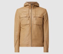 Lederjacke mit Kapuze Modell 'Norvid'