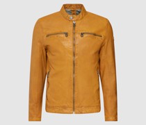 Lederjacke mit Label-Patch Modell 'GMBALTON'