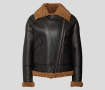 Lederjacke mit Fellbesatz