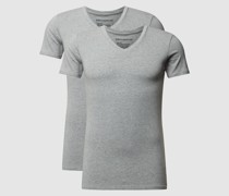 T-Shirt mit Stretch-Anteil im 2er-Pack Modell 'Caris'