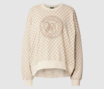 Sweatshirt mit Allover-Muster und Label-Stitching