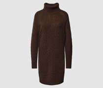 Knielanges Strickkleid aus Wolle-Kaschmir-Mix mit Zopfmuster