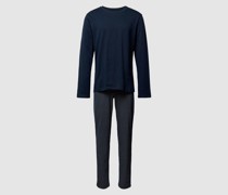 Pyjama mit geripptem Rundhalsausschnitt