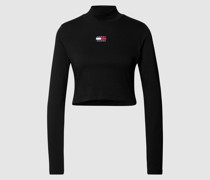 Cropped Longsleeve  mit Label-Patch