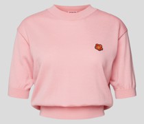 Cropped Wollpullover mit Motiv-Patch