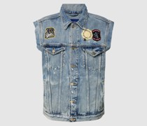 Jeansweste mit Umlegekragen Modell 'Cut off'