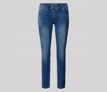 Slim Fit Jeans mit asymmetrischer Knopfleiste Modell 'Malibu'