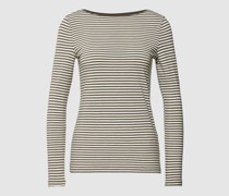 Longsleeve mit Streifenmuster und U-Boot-Ausschnitt