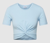 Cropped T-Shirt mit Schleifen-Detail