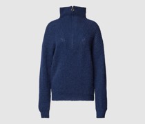 Strickpullover mit Troyer-Kragen