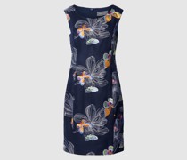 Knielanges Kleid aus Leinen mit Motiv-Print