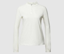 Longsleeve mit Spitzenbesatz und kurzer Knopfleiste