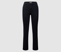 Jeans mit Label-Patch aus Leder Modell 'Carola'