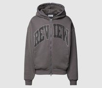 Oversized Sweatjacke mit Paillettenbesatz