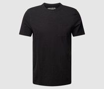 T-Shirt in melierter Optik mit Brusttasche