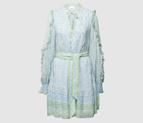 Knielanges Kleid aus Viskose-Mix mit Allover-Muster