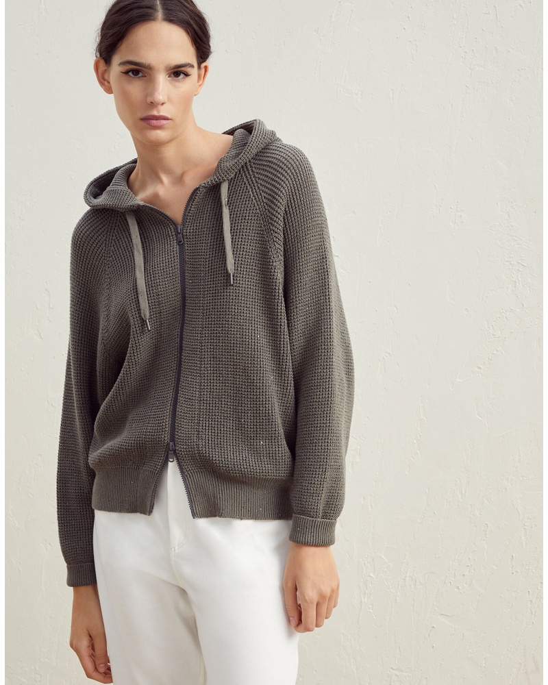 Brunello Cucinelli Damen Pullover mit Kapuze
