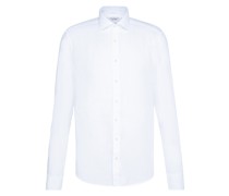 Slim Fit Leinenhemd Weiß