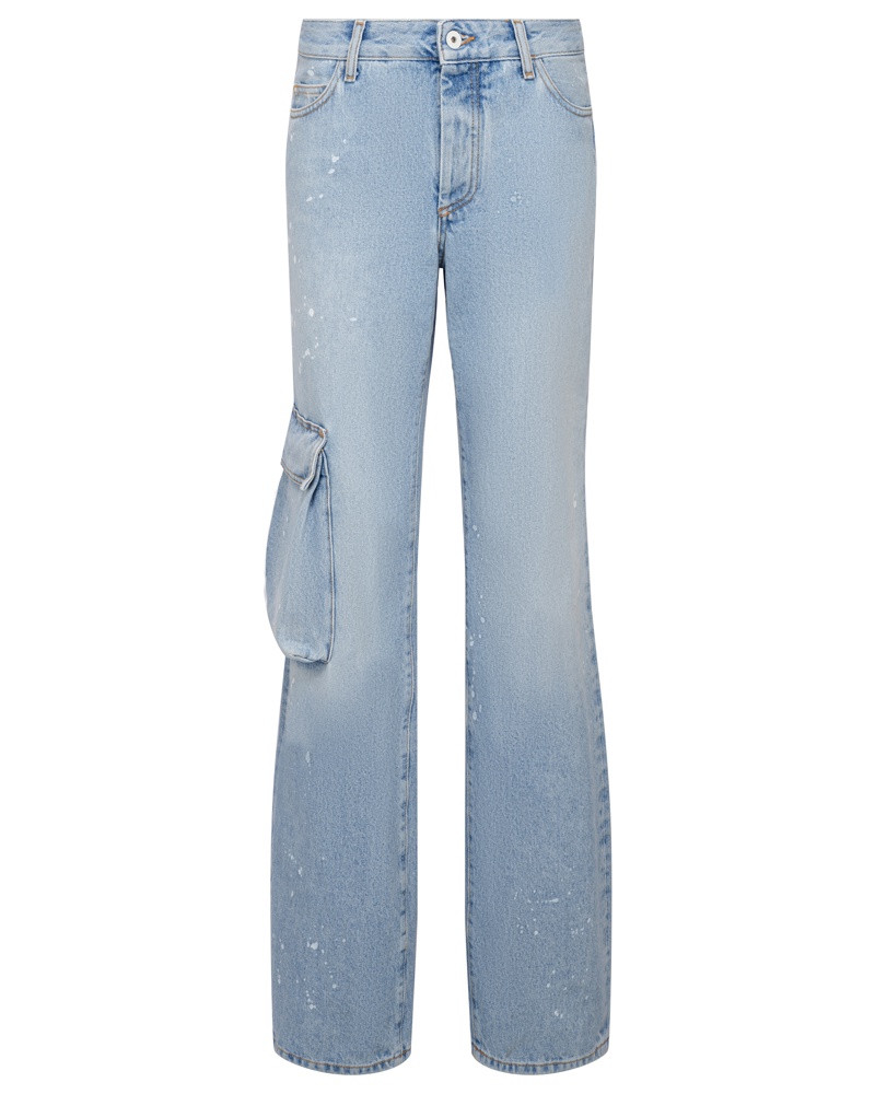 OFF-WHITE Damen Wide Leg Jeans Blau