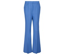 Gabardine Wide Leg Hose Blau