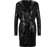 Epalleta Jersey-Kleid Schwarz