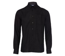 Regular Fit Leinenhemd Schwarz
