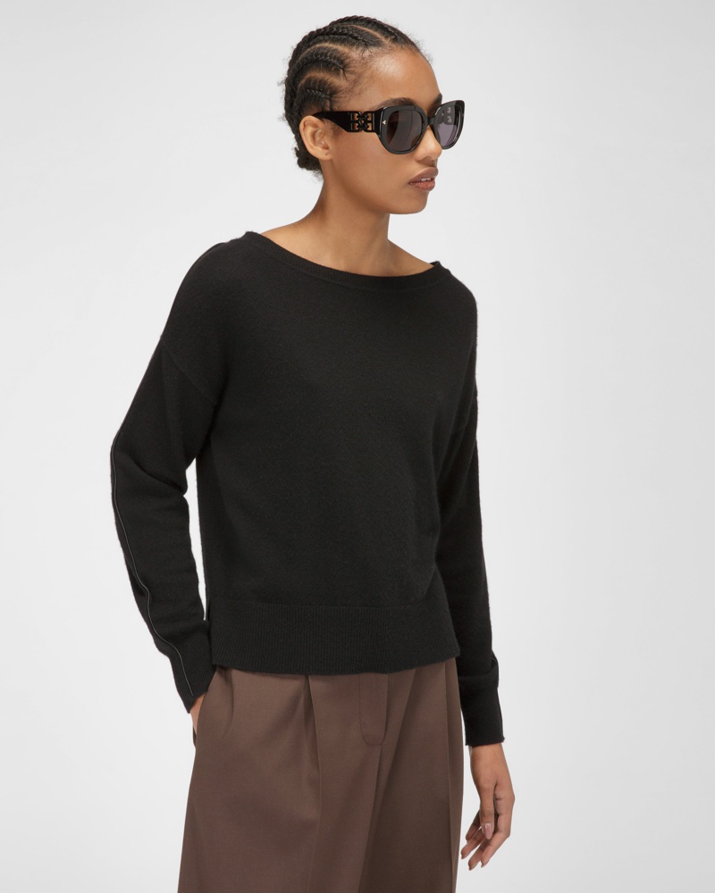 Bally Damen Oberteil Aen Schwarzem Kaschmir