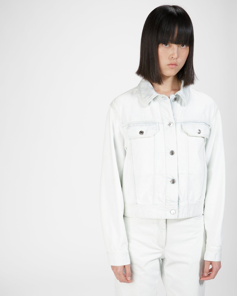 Bally Damen Jacke Aen Baumwoll-Denim In Gebleichtem Weiß