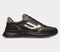 Demmy Leder-Sneaker In Schwarz Und Dunkelmineral