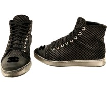 Second Hand Sneakers aus Leder in Schwarz