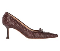 Second Hand Pumps/Peeptoes aus Leder in Braun