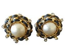 Second Hand Ohrring aus Perlen in Gold